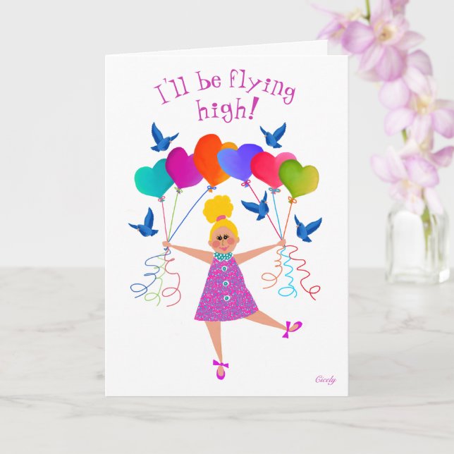Carte Girls blonde ponytail 5x7 (Orchidée)