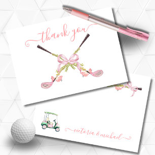 Carte Girly golf clubs preppy Merci Note