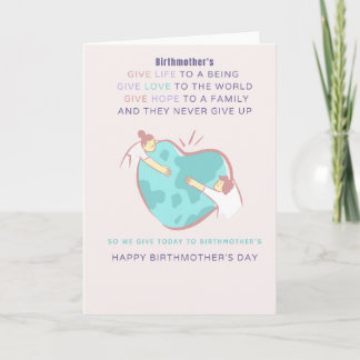 Carte Giving back Birthmother's Day Card