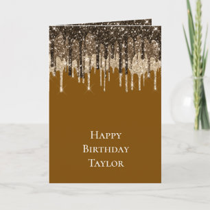 Carte Glaçage Anniversaire Glitter Chocolat Marron