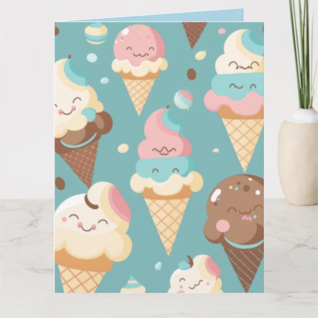 Carte Glace colorée mignonne (Devant)