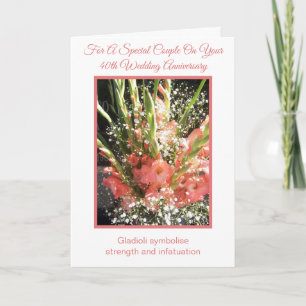 Carte Gladioli 40e anniversaire de Mariage personnalisé