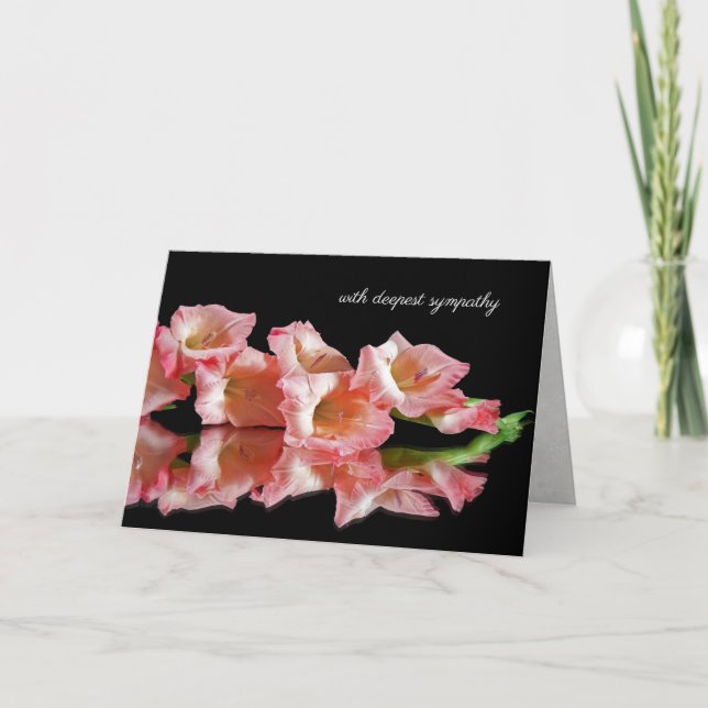Carte Gladiolus rose sur la sympathie miroir (Devant)