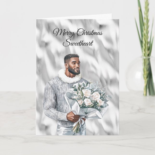 Carte Glam Black Guy Silver Christmas (Devant)