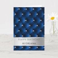 Glam Chic Blue Faux Velvet Argent Anniversaire