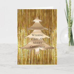 Carte Glam en or Tinsel Joyeux sapin de Noël