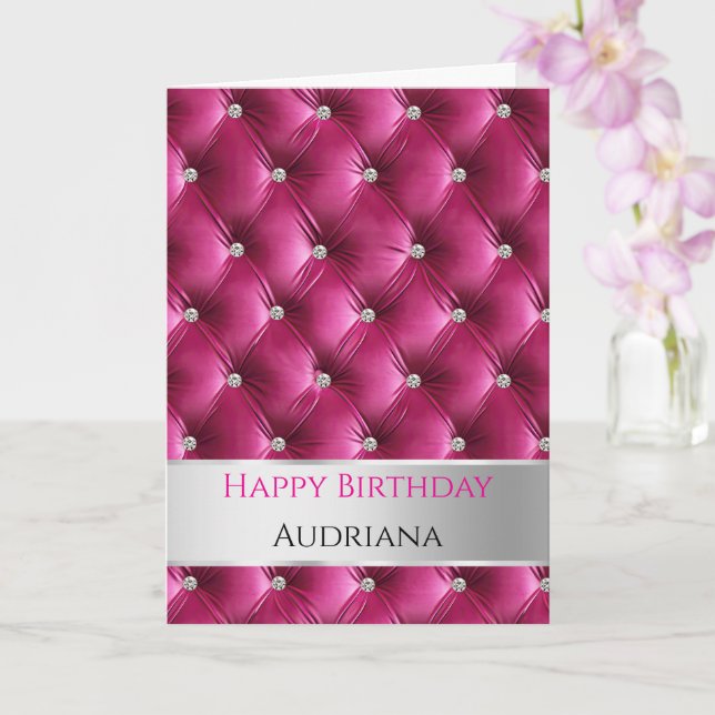 Carte Glam Girl rose Faux Velvet Argent Anniversaire (Orchidée)