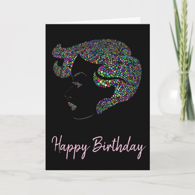 Carte Glam girl with hearts (Devant)