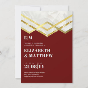 Carte Glam Gold Parties scintillant Mariage fille Invita