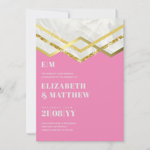 Carte Glam Gold Parties scintillant Mariage fille Invita