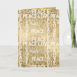 Carte Glam Gold Peace Love Parties scintillant