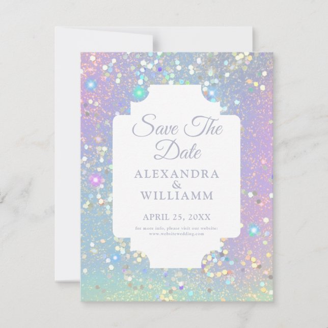 Carte Glam Holographic Parties scintillant Modern Enregi (Devant)