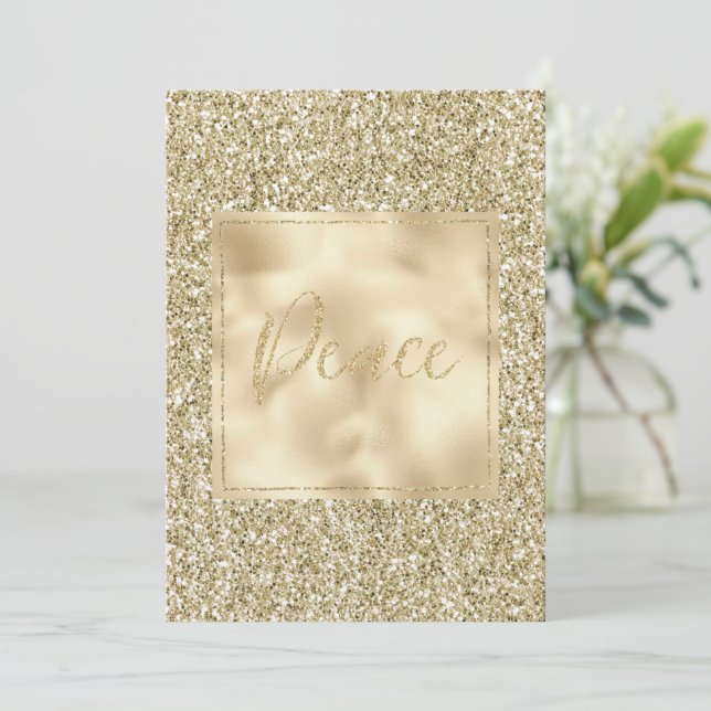 Carte Glam Luxe Gold Parties scintillant Peace (Debout devant)