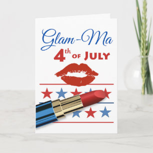 Carte Glam Ma Maman 4 juillet Rouge rouge à lèvres