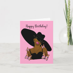 Carte Glam Maman Papillon rose Anniversaire