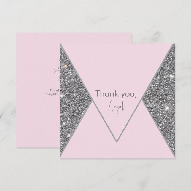 Carte Glam Parties scintillant en argent et Fête des mar (Devant / Derrière)