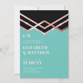 Carte Glam Parties scintillant Rosegold Black Deco Invit