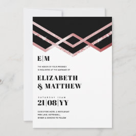 Carte Glam Parties scintillant Rosegold Black Deco Invit