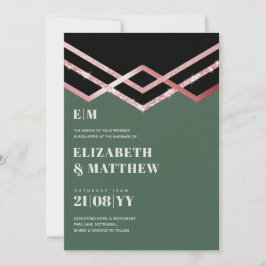 Carte Glam Parties scintillant Rosegold Black Deco Invit