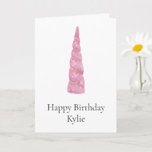 Carte Glam rose étincelle Unicorne Anniversaire