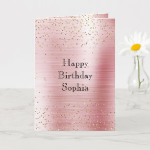 Carte Glam rose pâle or étincelle Confetti Anniversaire