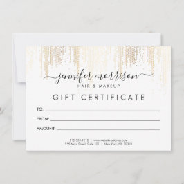 Carte Glam Script Gold Confetti Rain Certificat cadeau