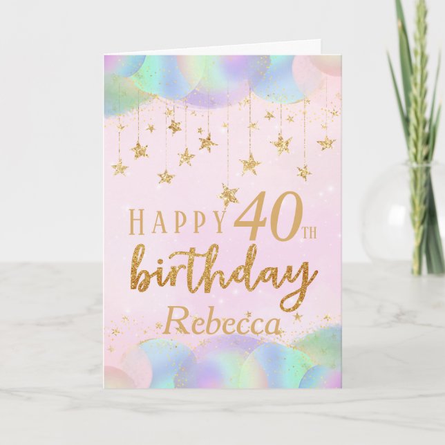 Carte Glamour 40e anniversaire Parties scintillant d'or (Devant)