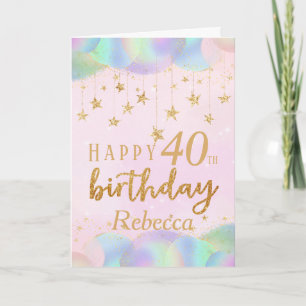 Carte Glamour 40e anniversaire Parties scintillant d'or