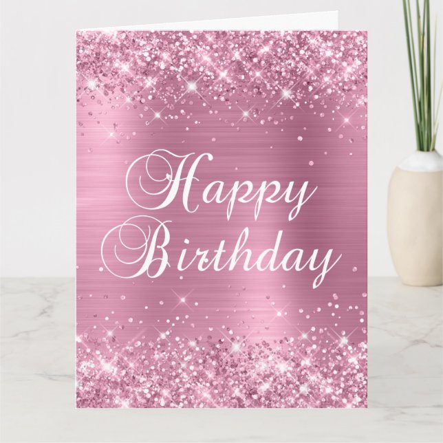 Carte Glittery Dusty rose Gros anniversaire heureux (Devant)