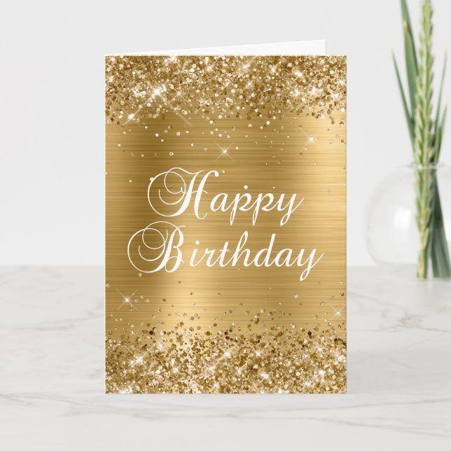 Carte Glittery Gold Foil 2 Joyeux anniversaire (Devant)