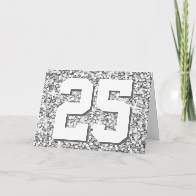 Carte 'Glitz "Silver" '25' 'Joyeux Anniversaire' (Devant)