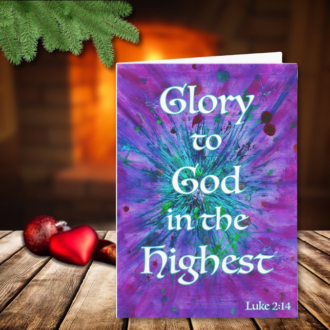 Carte Gloire à Dieu Citation de la Bible de Noël Religie (Glory to god bible quote modern abstract art Christmas holiday folded card)