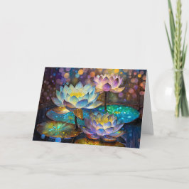 Carte Glowing Lotus Flowers Trio