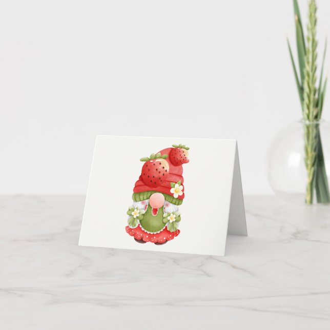 Carte Gnome adorable du jardin de fraises (Devant)