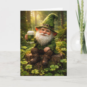 Carte Gnome de la Saint-Patrick avec bière verte