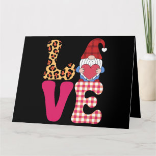 Carte Gnome de l'amour Saint Valentin Rouge Carreaux Buf