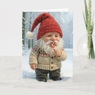 Carte Gnome de Noël Profiter d'un Sucre de canne