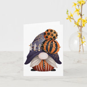 Carte Gnome d'Halloween violet et orange