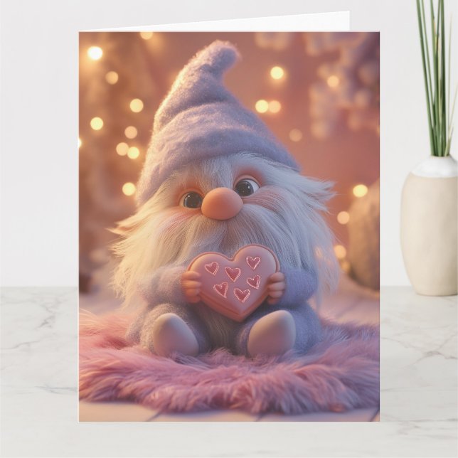 Carte Gnome mignon avec cœur : conception pour la Saint- (Devant)