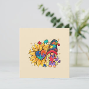 Carte Gnome mignonne, tournesol et Sensibilisation sur l