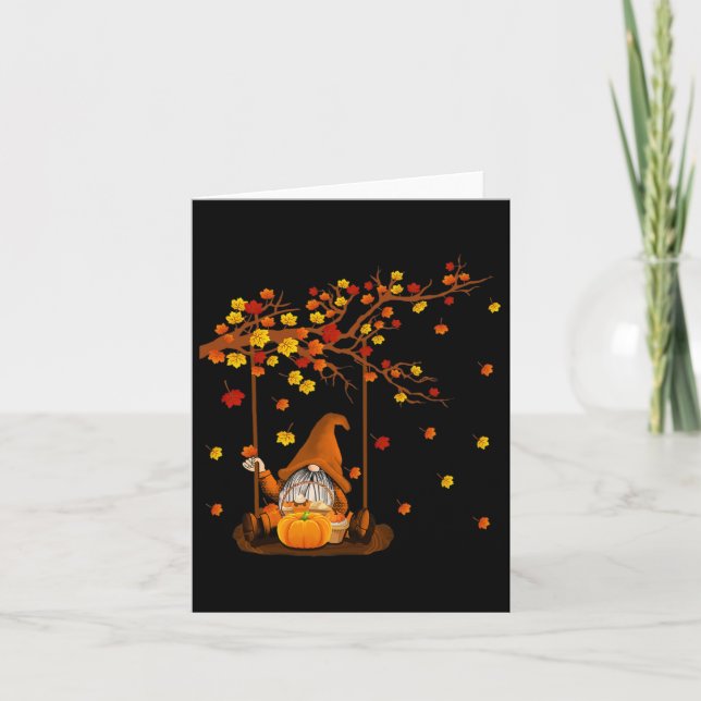 Carte Gnomes citrouilles Automne Mignons Halloween Thank (Devant)