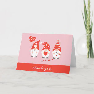 Carte Gnomes de la Saint-Valentin Merci Rouge Rose