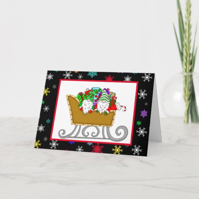 Carte Gnomes de Noël | Joyeux Noël à votre famille (Devant)