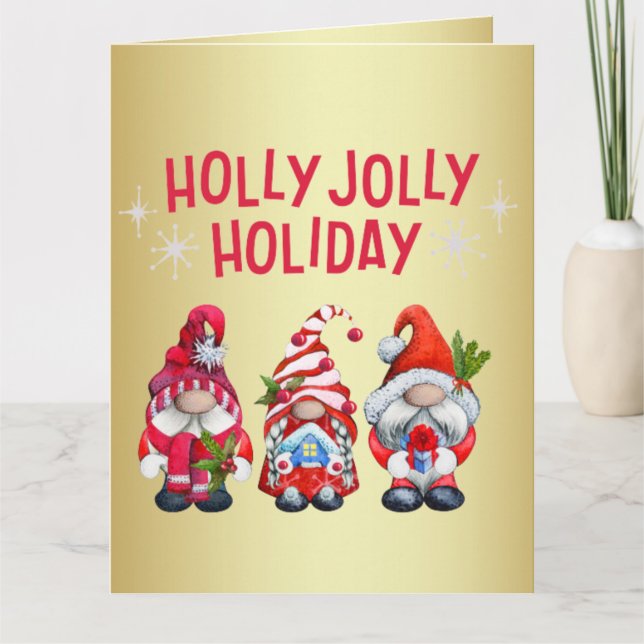 Carte Gnomes de vacances joyeux et de Noël    (Devant)