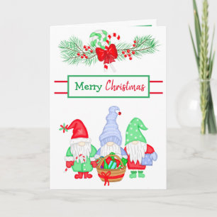 Carte Gnomes Festifs mignons Noël de Noël