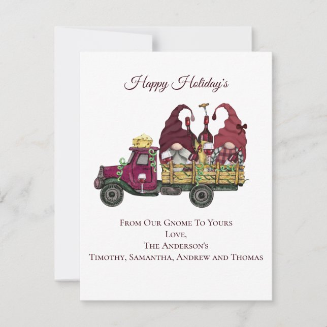 Carte Gnomes personnalisés Vin Camion Noël (Devant)