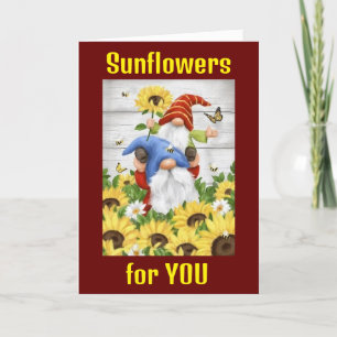 Carte GNOMES/SUNFLOWERS À VOTRE 70e ANNIVERSAIRE