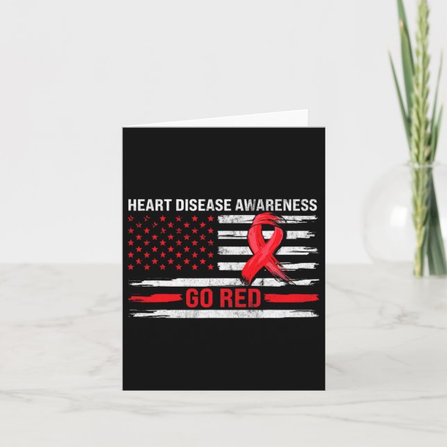 Carte Go Red Heart Disease Support Flag - Maladie cardia (Devant)