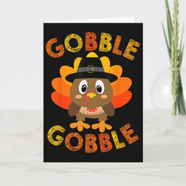Carte Gobble Turquie Petits garçons Filles Enfants Thank (Devant)