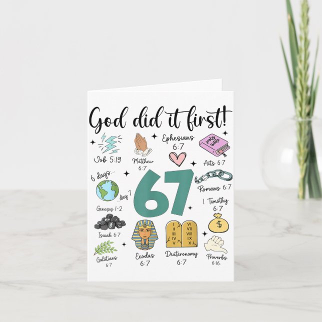 Carte God Did It First 67 Meme Retro Christian Funny Fai (Devant)